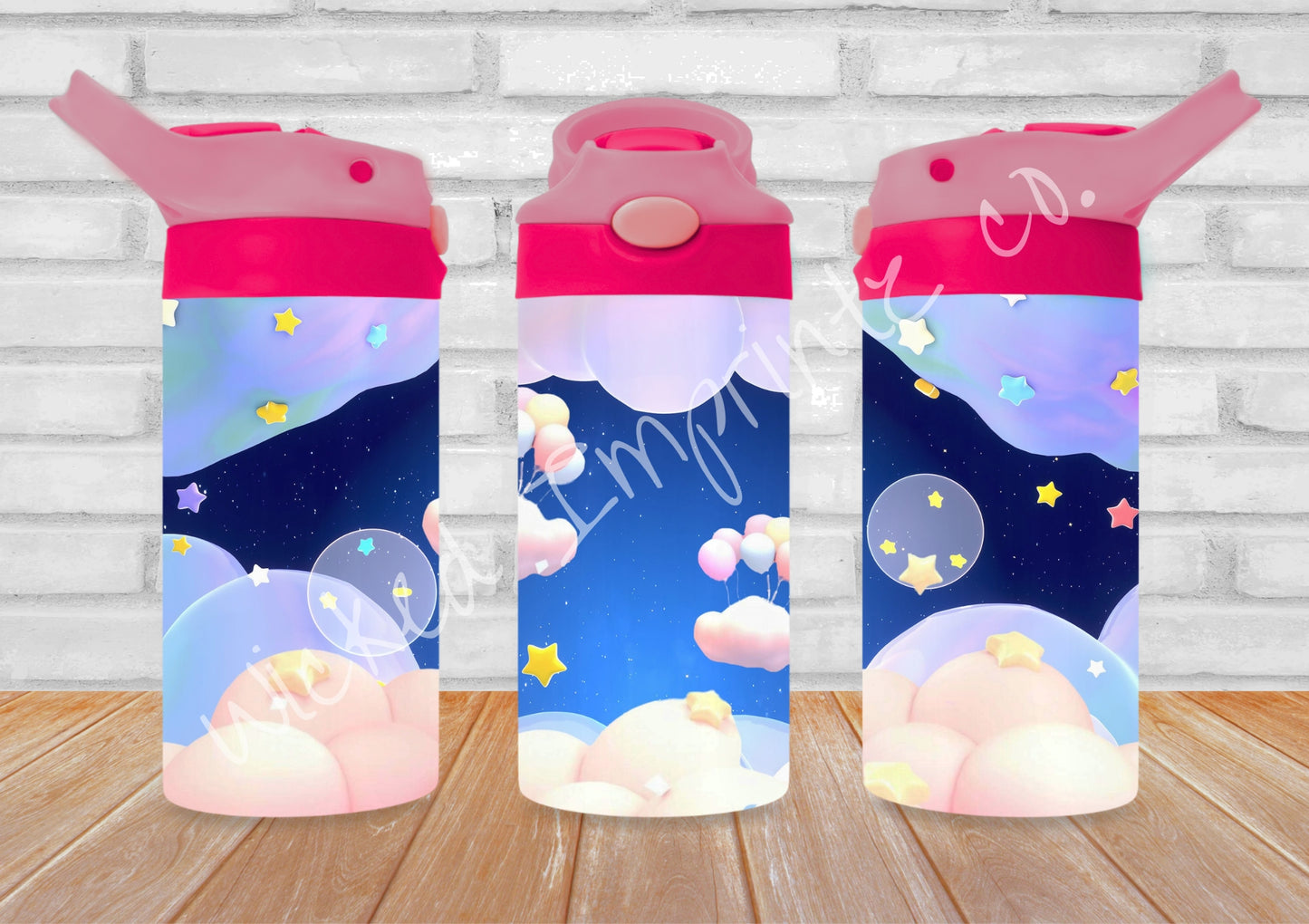 12 oz Balloon Clouds Kids Pop Top Tumbler