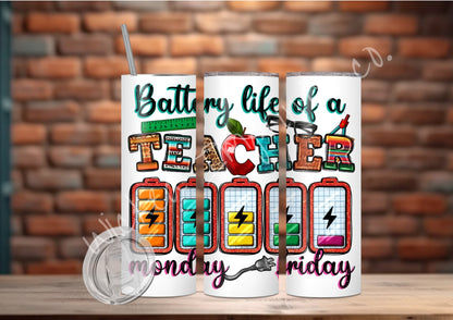 20 oz. Teacher Battery Life Tumbler