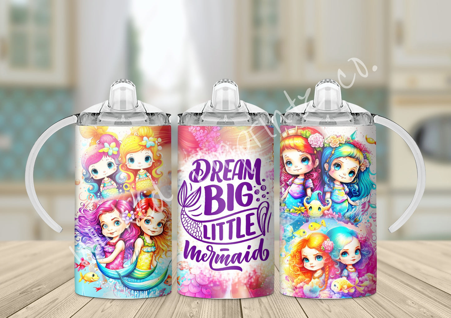 12 oz Big Little Mermaid Kids Sippy