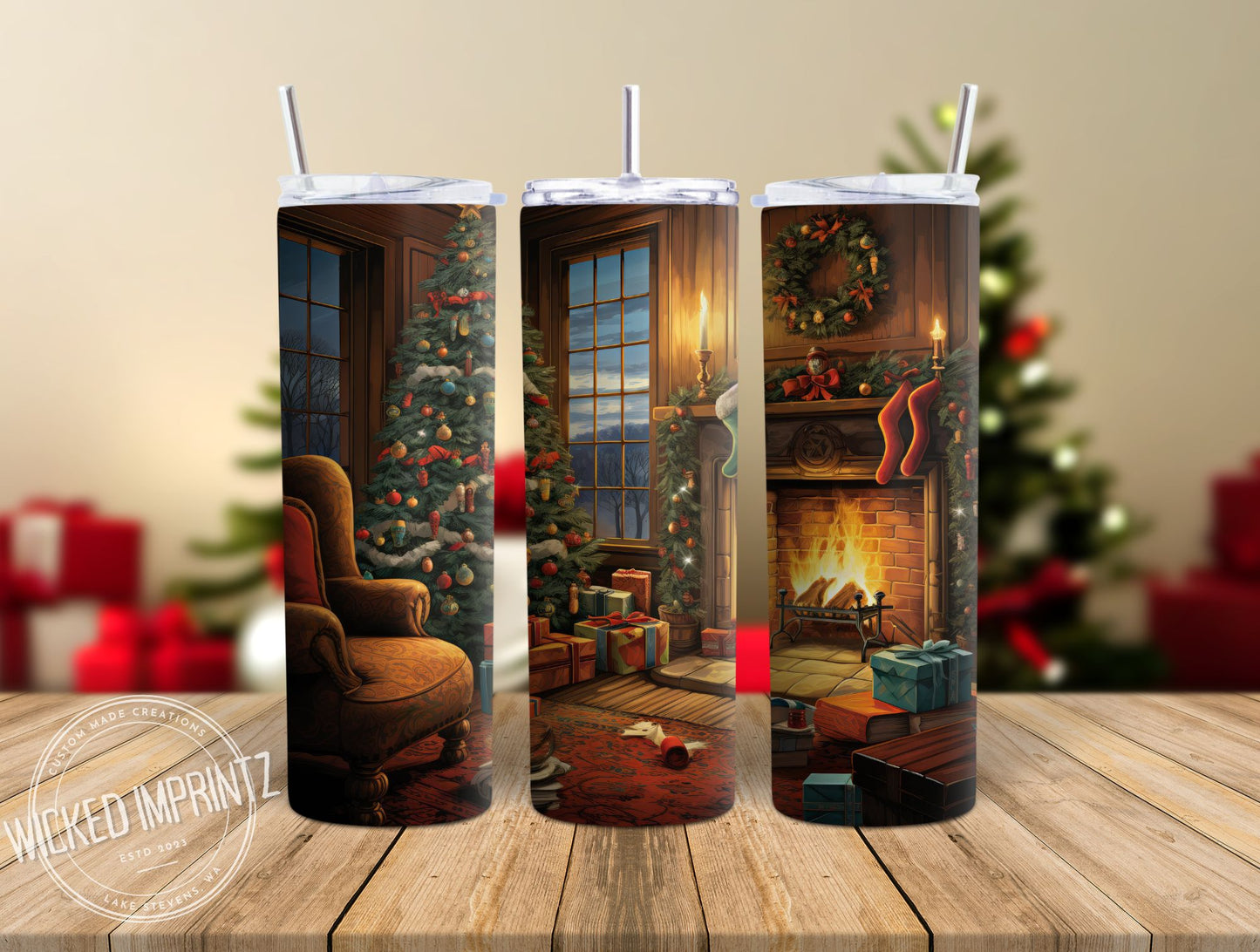 20 oz Christmas Fireplace Tumbler