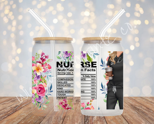 16 oz Nurse Nutrition (Female) Frosted Glass Can