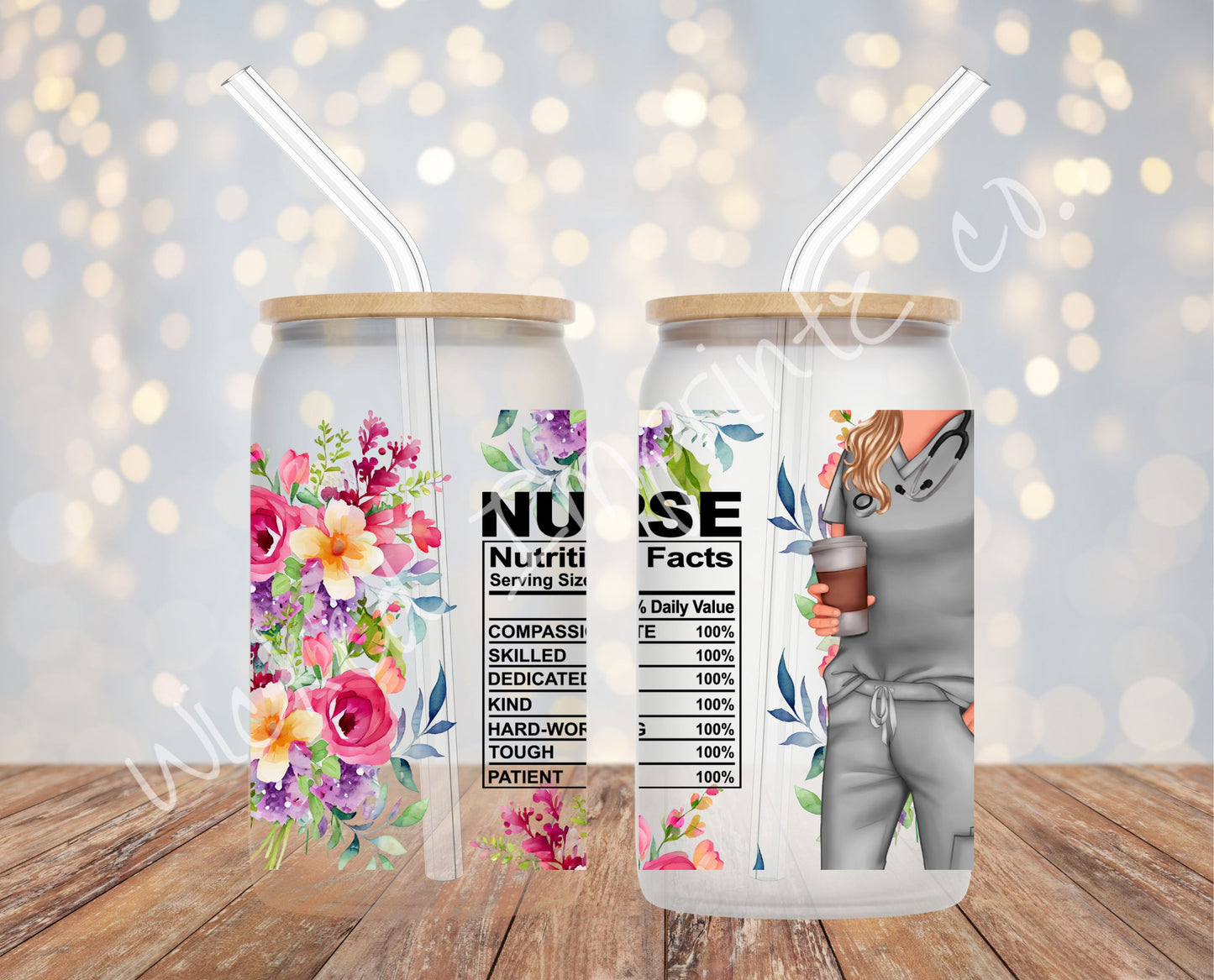 16 oz Nurse Nutrition (Female) Frosted Glass Can