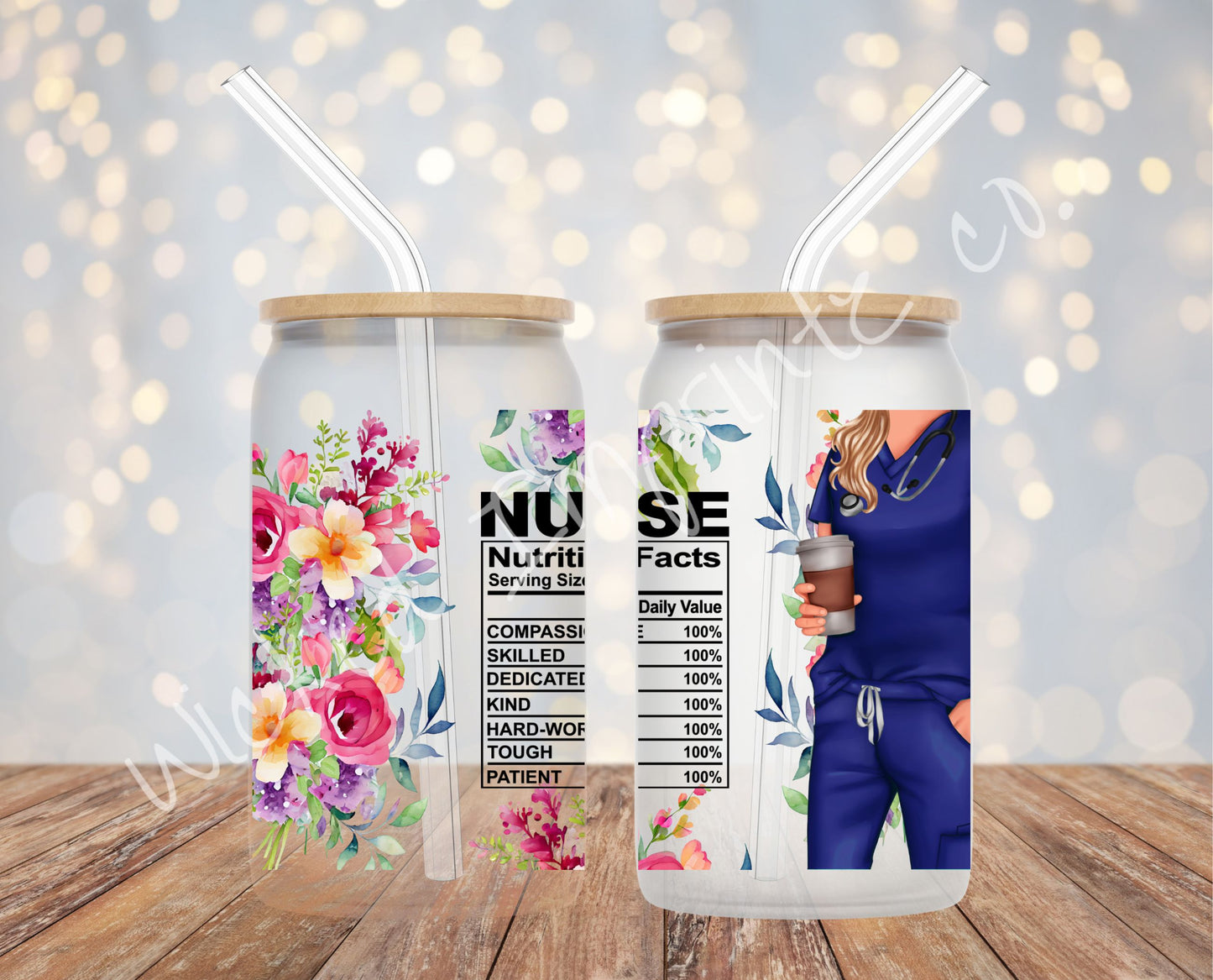 16 oz Nurse Nutrition (Female) Frosted Glass Can