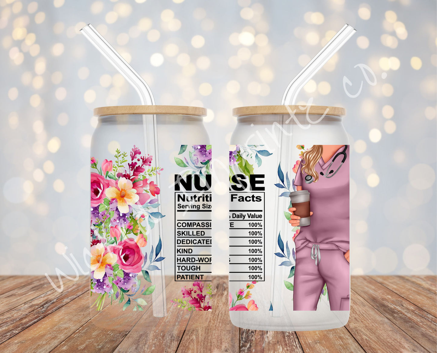 16 oz Nurse Nutrition (Female) Frosted Glass Can