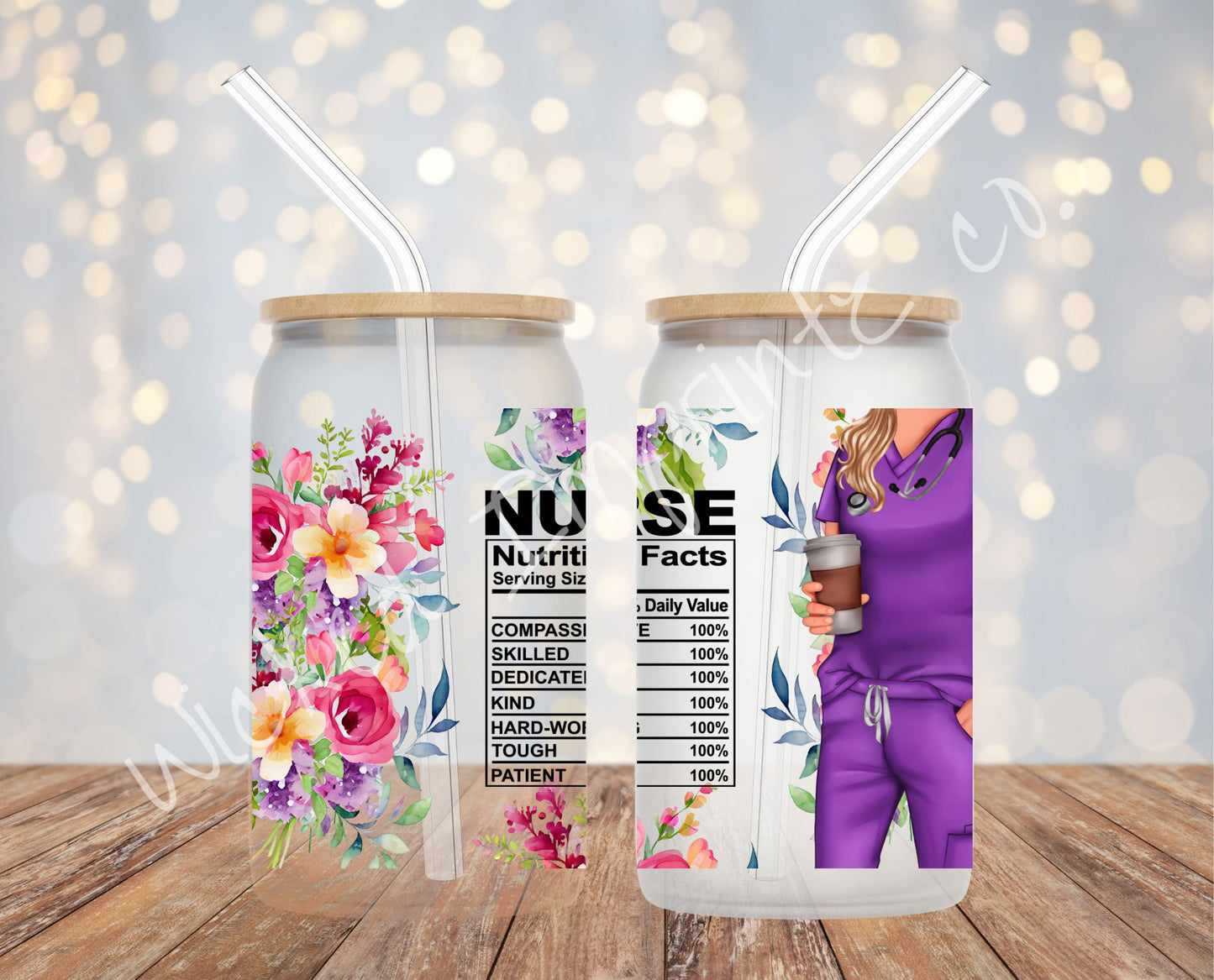 16 oz Nurse Nutrition (Female) Frosted Glass Can