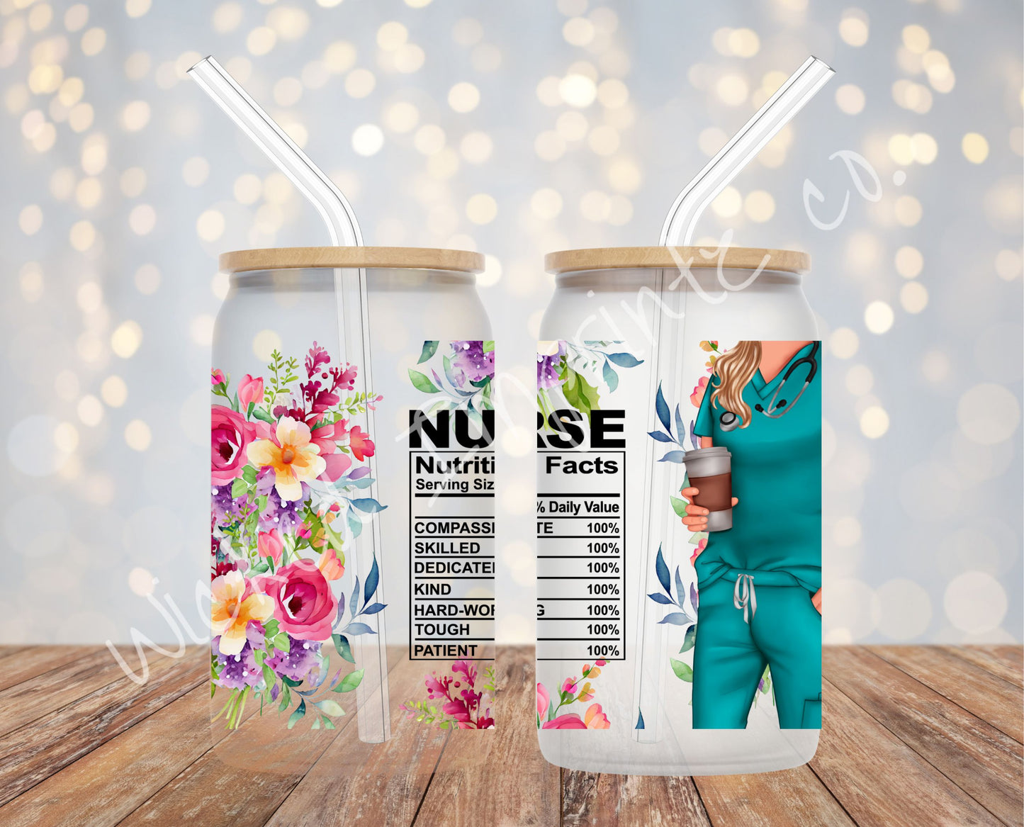 16 oz Nurse Nutrition (Female) Frosted Glass Can