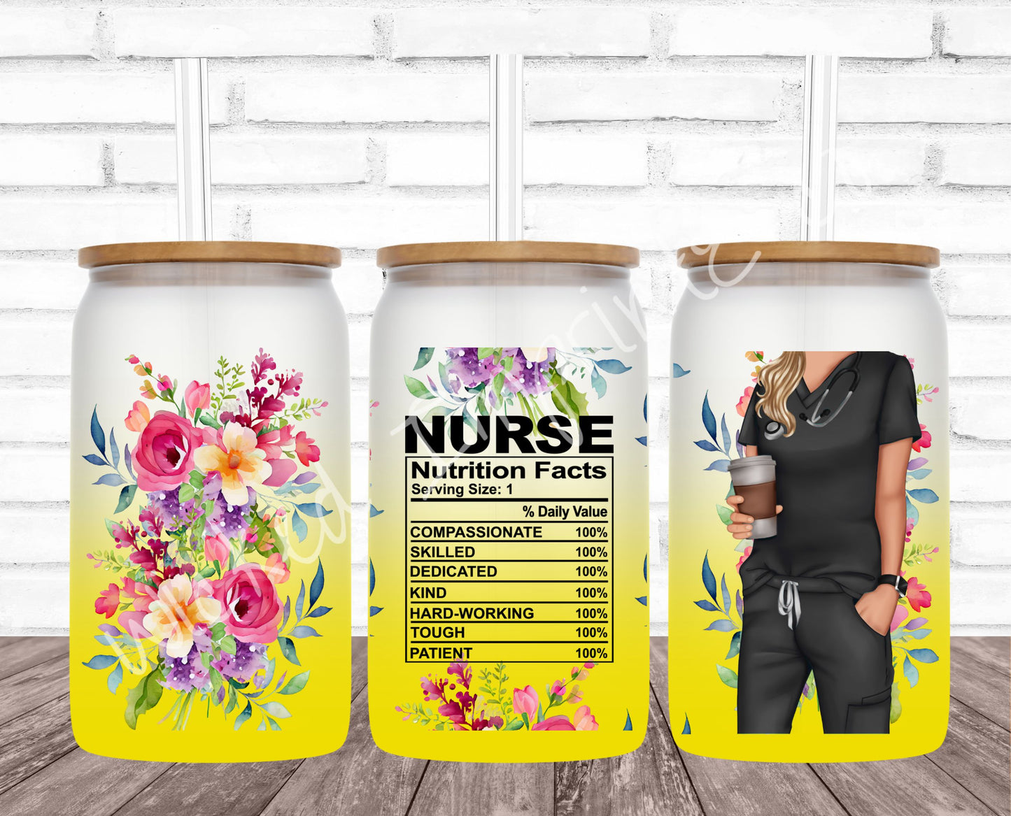 16 oz Nurse Nutrition - Yellow Frosted Glass Can