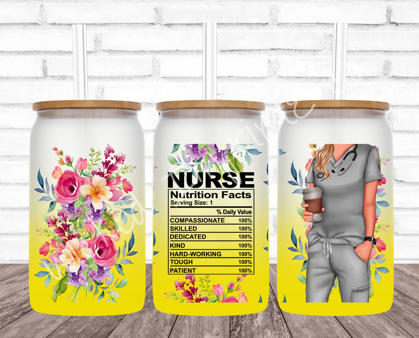 16 oz Nurse Nutrition - Yellow Frosted Glass Can