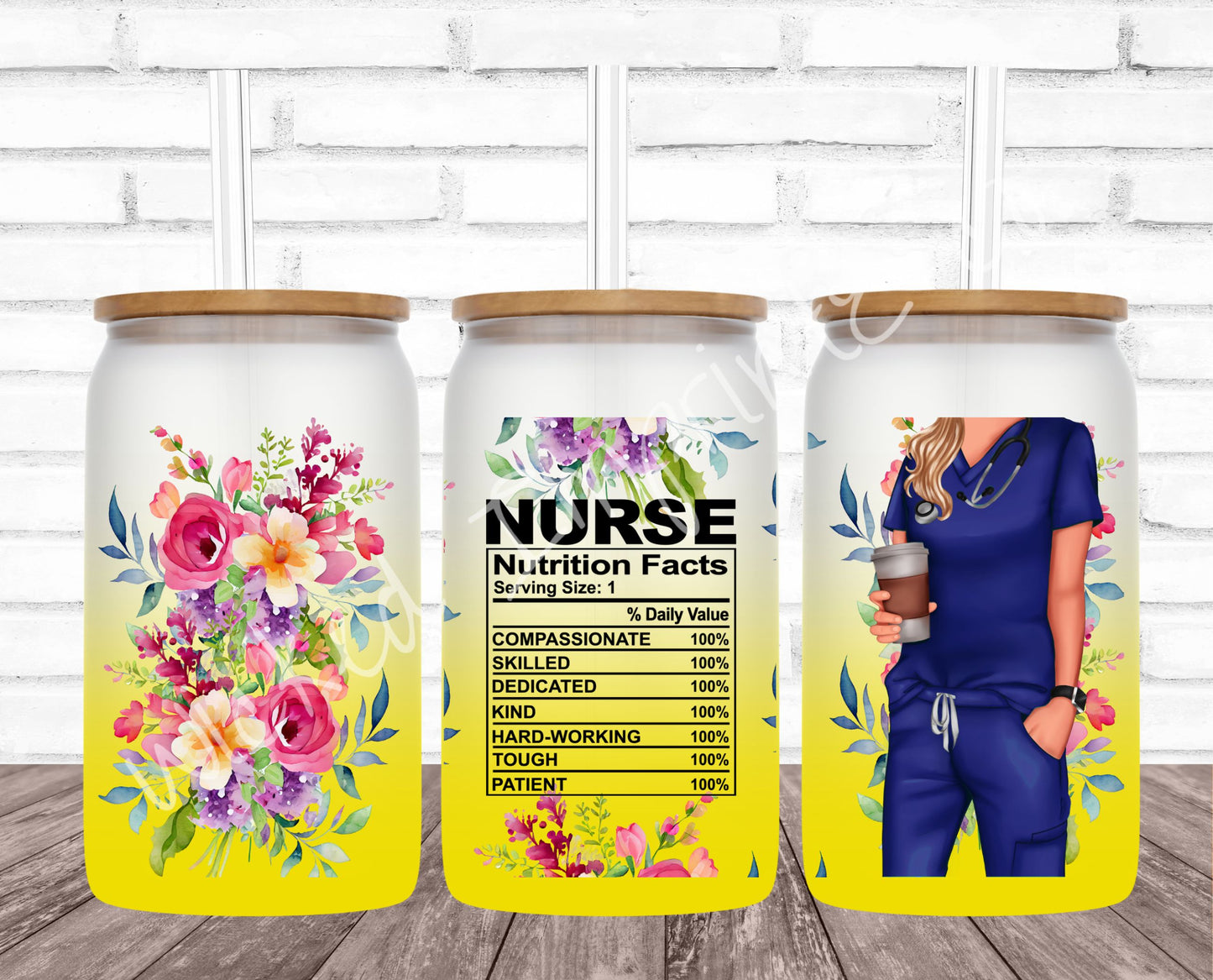 16 oz Nurse Nutrition - Yellow Frosted Glass Can