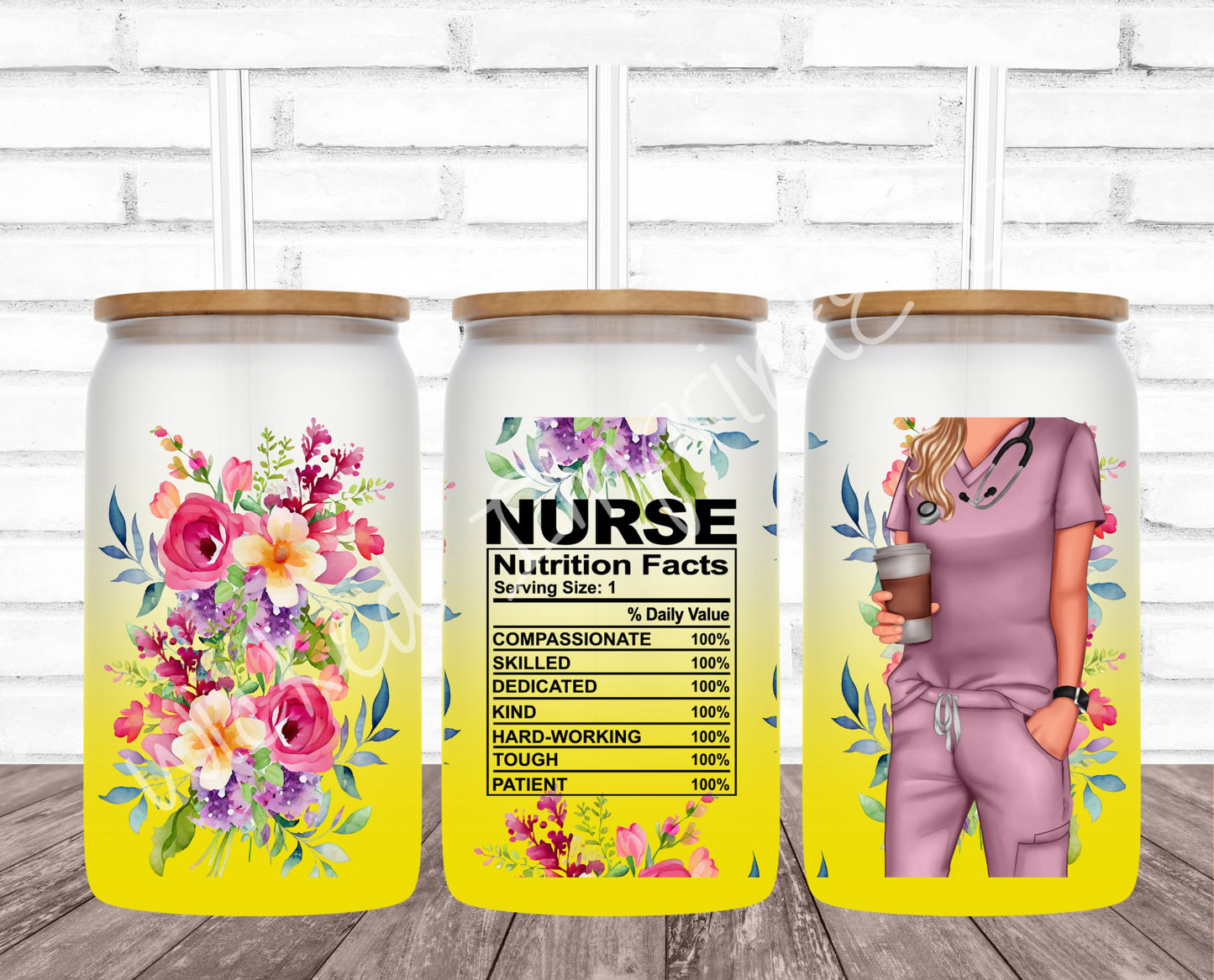 16 oz Nurse Nutrition - Yellow Frosted Glass Can