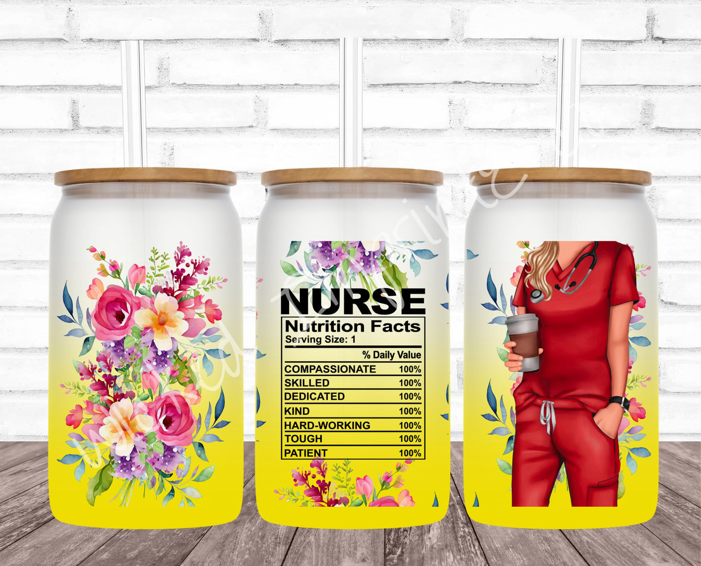 16 oz Nurse Nutrition - Yellow Frosted Glass Can