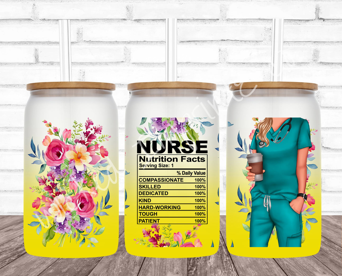 16 oz Nurse Nutrition - Yellow Frosted Glass Can