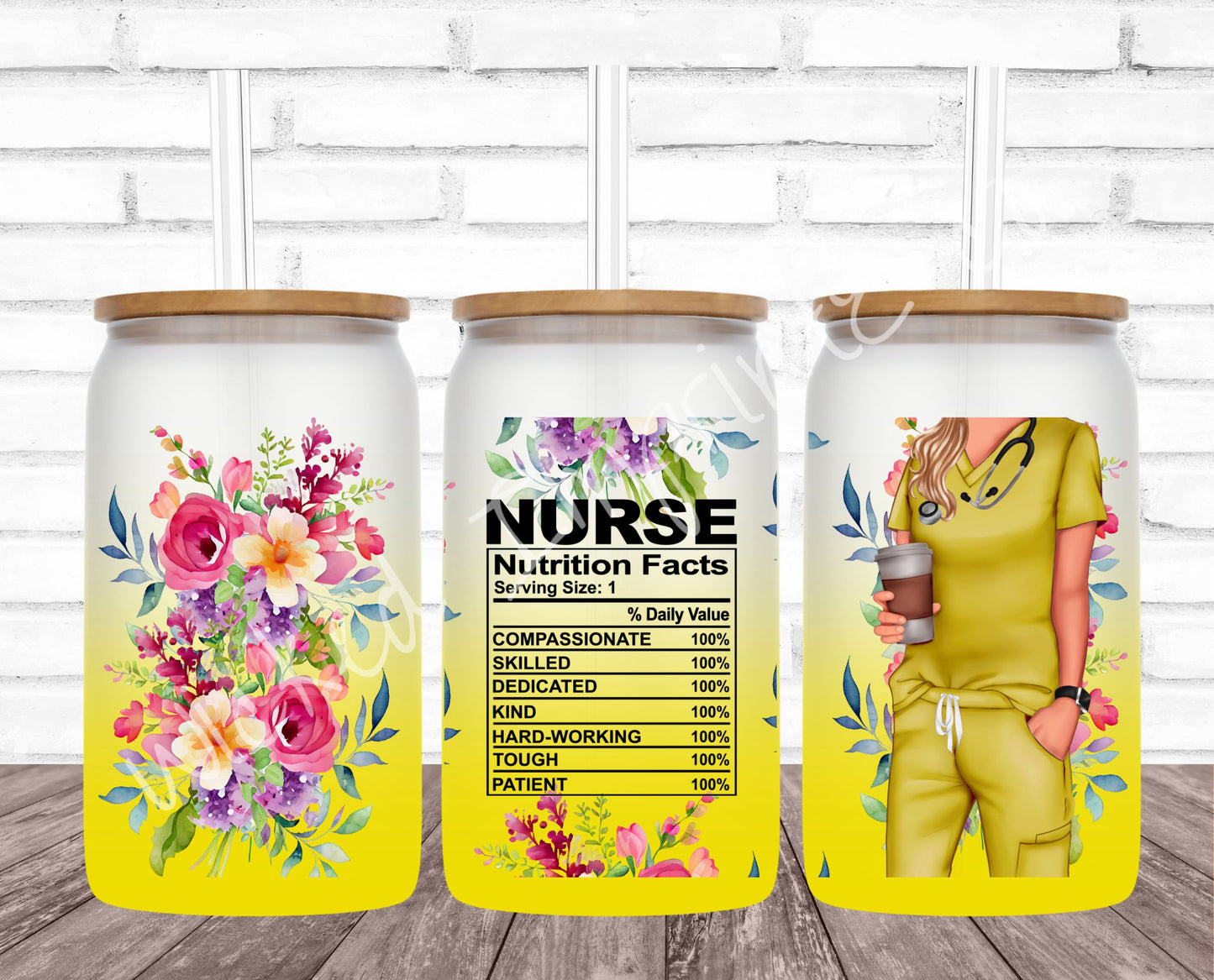 16 oz Nurse Nutrition - Yellow Frosted Glass Can