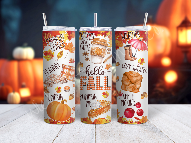 20 oz Hello Fall Leaves Tumbler