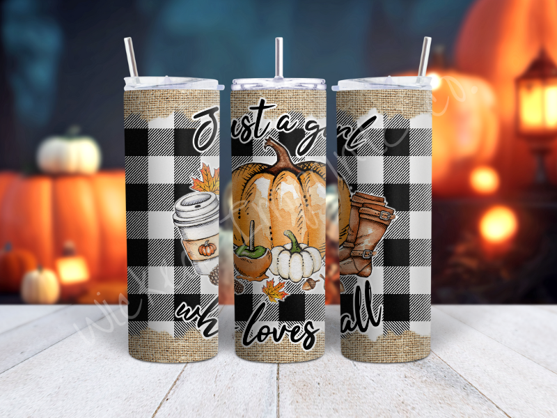 20 oz Girl Who Loves Fall - Pumpkin Tumbler