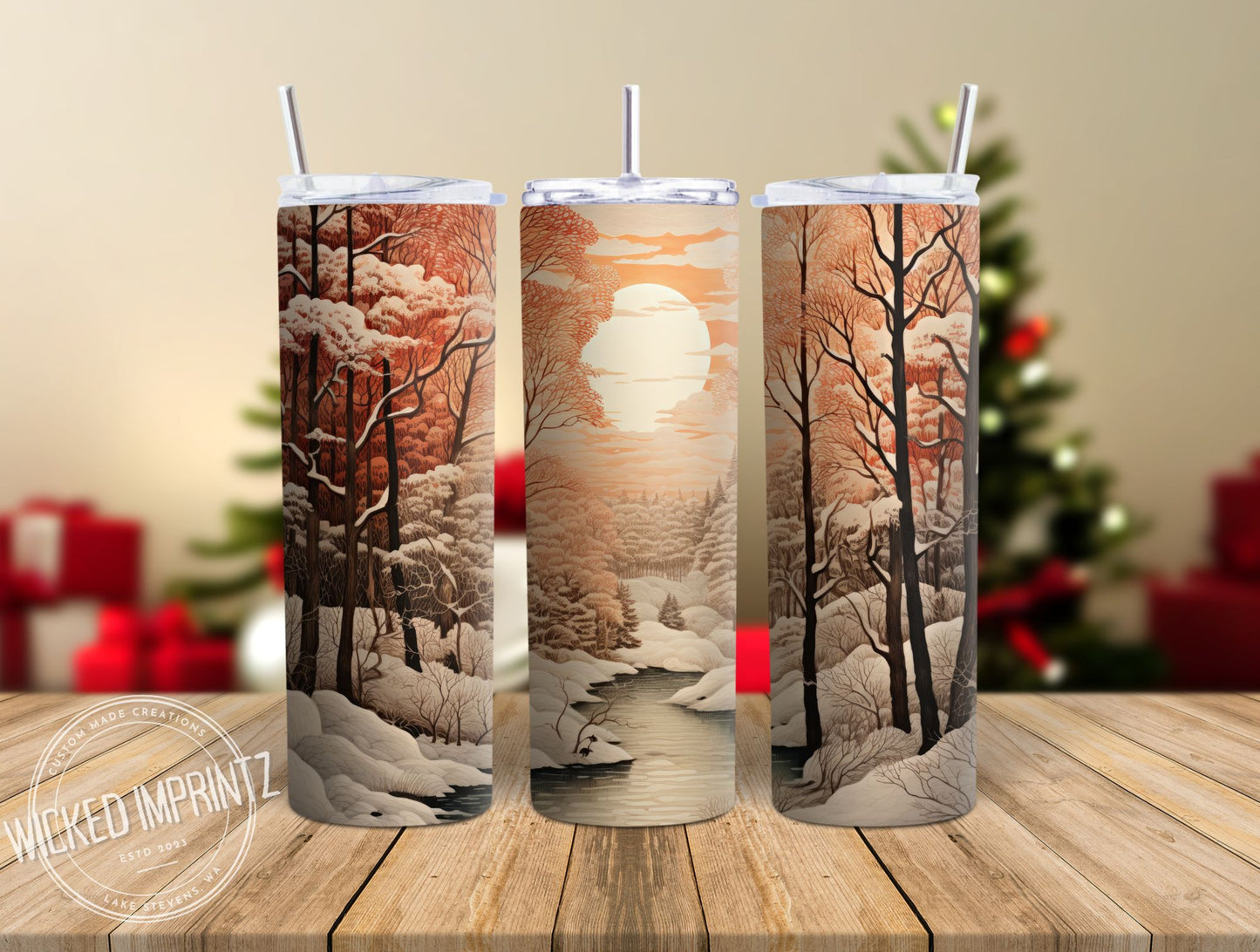 20 oz Snowy Forest Scene Tumbler