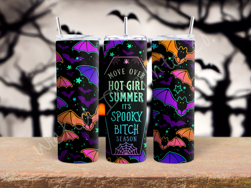 20 oz Spooky Bitch Season - Colored Bats Tumbler