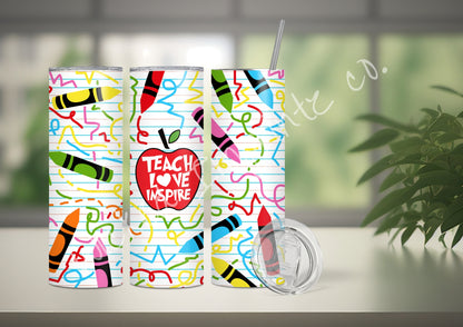 20 oz. Teach, Love, Inspire Teacher Tumbler