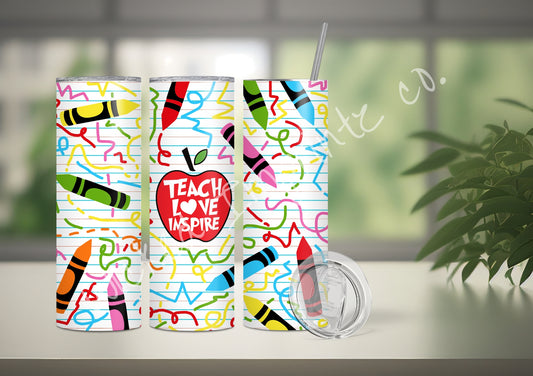 20 oz. Teach, Love, Inspire Teacher Tumbler