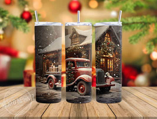 20 oz Vintage Christmas Truck Tumbler