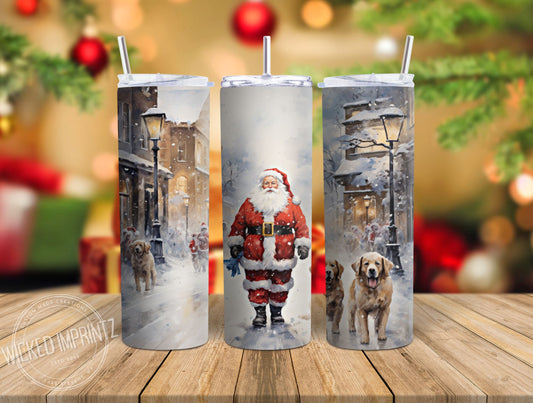 20 oz Vintage Santa w/Dogs Tumbler