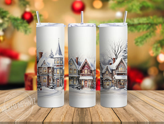 20 oz Vintage Snowy Town Tumbler